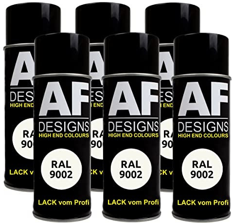 Alex Flittner Designs Lackspray RAL 9002 GRAUWEISS glänzend 6x 400ml Spraydose Buntlack Autolack