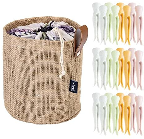 VIGAR - Pinces à Linge - Paquet de 24 Unités - 14,5 x 17,5 x 19 cm - Série Florganic - Comprend 1 Panier avec Cintre - sans Marque - Multicolore