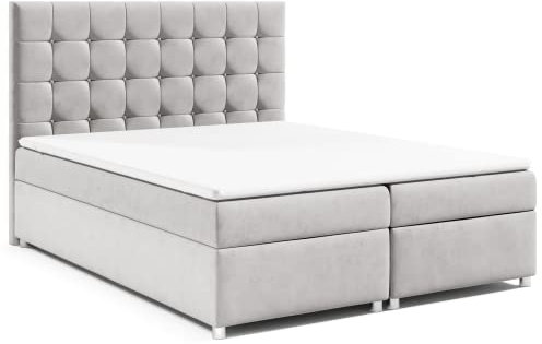 Best for Home Boxspringbett mit Bettkasten Trinity K-9 Bonellfederkern inkl. Topper 180x200 Silber