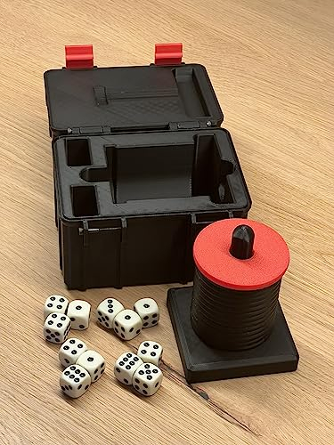 Juego de cubiertos de choque con caja, dados y vasos, color rojo