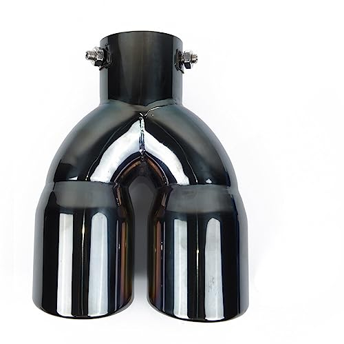 Surakey 63mm Auspuffblende Auspuff, Universell Schalldampf Endrohr Doppelendrohr Blende Edelstahl Auto Auspuffendrohr Gebogener Doppelauslass Schalldämpfer Endrohr für Auto Auspuff Rundmund Endrohr