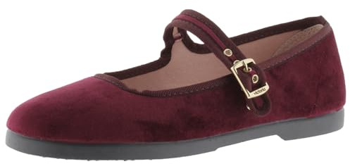 victoria Bailarinas Gong Fu Terciopelo & Ribete Al Tono & Hebilla 1080111 para Mujer Burdeos 37