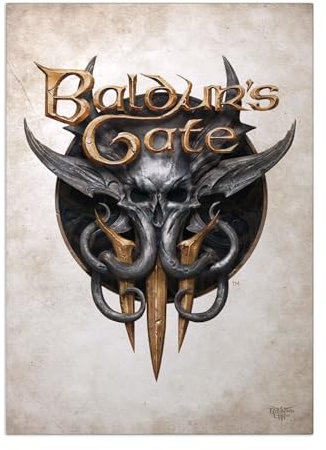 Displate Offiziell Dungeons And Dragons MetallPoster Magnetische Befestigung Inklusive Lizenziert Bilder Hochwertiges Poster Baldur's Gate III - Baldur's Gate 3 Logo 45 cm x 32 cm