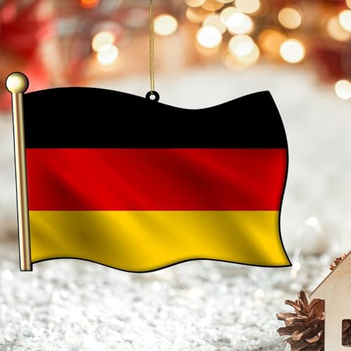 Nationalflaggen 2D Acryl Weihnachtsschmuck, Deutschland-Flagge Ornamente für Weihnachtsbaum hängende Dekoration, lustige Weihnachtskugeln, Strumpffüller für Kinder und Familie