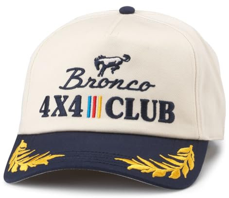 American Needle Bronco 24002A-BRONCO-INVY Baseballmütze, verstellbar, Snapback, Elfenbein/Marineblau, Club Captain (Elfenbein/Marineblau), Einheitsgr��e