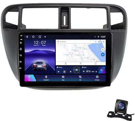 Android 12 Radio Coche para Honda Civic (EJ/EK/EM) 1995-2001 9 Pulgadas Android Radio de Coche 2 DIN con Carplay Inalámbrico/Android Auto Bluetooth/GPS Navi/FM Radio/WiFi/USB/SWC ( Size : 2+32G )