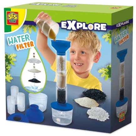 SES Creative 25206 Explorer Wasserfilter, Experimentierset für Kinder, ab 8 Jahren, Schwarz