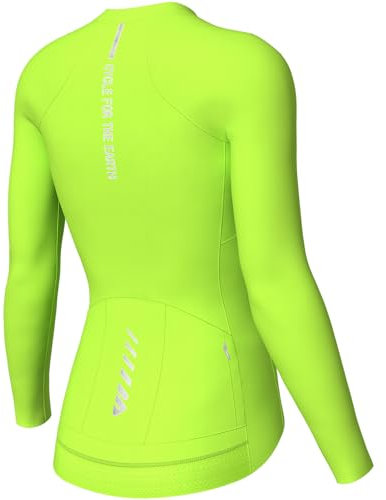 Lo.gas Radtrikot Damen Langarm,Fahrradtrikot Rennrad Trikot Atmungsaktiv Frauen Fahrrad Shirt Sommer Fahrradjacke Radfahren Top Mit 3 Taschen Grün XXL