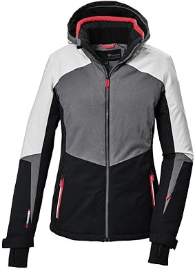 killtec Damen Skijacke/Funktionsjacke mit abzippbarer Kapuze und Schneefang KSW 66 WMN SKI JCKT, graumelange, 42, 41952-000