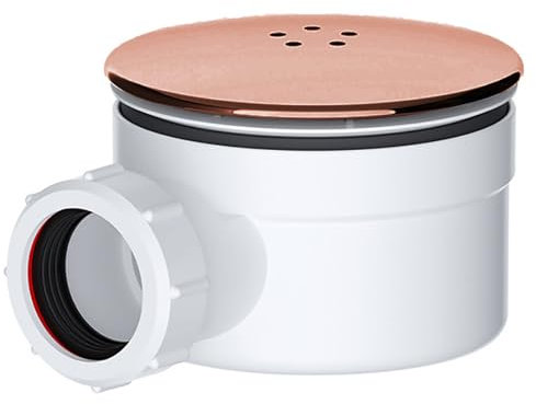 SPARES2GO Shower Trap for 90mm Tray Plug Hole 1.5 Luxury Drain Water Waste Dome Base Kit (Brushed Copper)