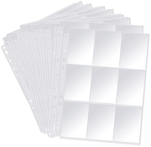 Gentpovth Transparent Sammelkarten Hüllen, 360 Taschen Karten Hülsen, 20 Seiten Pro 18-Pockets Leere Sammelmappe Doppelseitige Kartenhüllen, Sammelkartenzubehör, 11 Locher Binder, für Sammeln,Tauschen