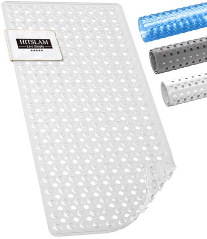 HITSLAM Badewannenmatte rutschfest,89 x 40cm Lange Antirutschmatte Badewanne,Duschmatte rutschfest BPA Frei,Schimmelresistent & Maschinenwaschbar,Schnelltrocknend und Leicht zu Reinigen,Transparent
