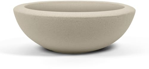 ARBORA 26 Santorini Bowl Polyresin Indoor and Outdoor Planter with Classic Cream Finish - Durable, Weatherproof, Lightweight, Large Plant Pot for Patio, Garden, Deck, Entryway