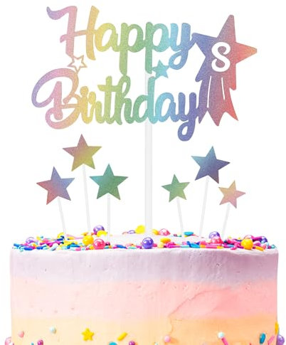 Rainbow Birthday Cake Decoration, Number 8 Rainbow Cake Topper, Any Holiday and Party Cake Color Birthday Celebration for Boys and Girls