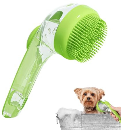 Generic Dog Shower Brush - Washing Brush with Soap Dispenser - Soft Silicone Bristles, Long Handle for Cats Dogs Rabbits Cleaning