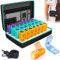 Large Capacity Monthly Pill Box Organiser, 2 Times A Day AM PM Tablet Dosset Box, with Pill Cutter & Reminder Stickers, Portable Pill Case for Medication Vitamins Fish Oil (4 Colors)
