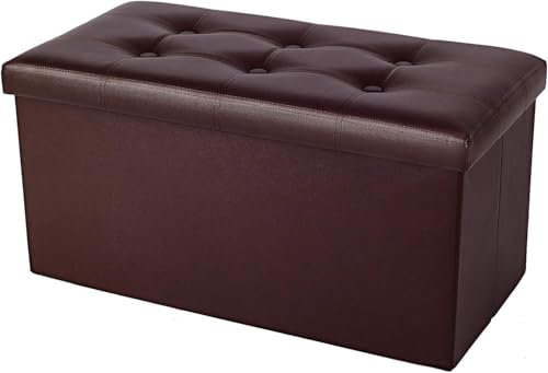 COSYLAND 76cm Sitzbank mit Stauraum - Gepolstert Sitztruhe - Wäschetruhe Sitzbank - Bettbank mit Stauraum - Kunstleder Sitzbank Schlafzimmer - Fußhocker - bis 200 kg Belastbar (Dunkelbraun)