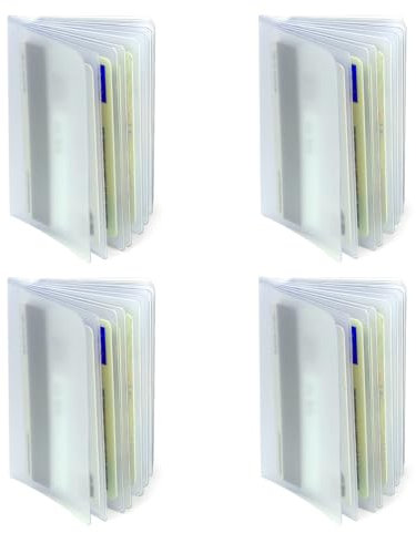 loacuony Lot de 4 porte-cartes en plastique, Transparent, 10 pages 10 cards 2pcs+10 pages 20 cards 2pcs, Classique