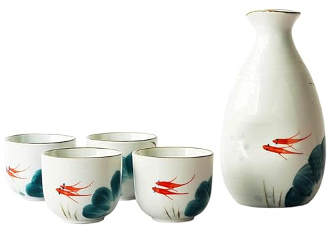PINGSHI Boutique UK Ceramic Mugs Concise Sake Set Handmade Wine Glasses Set Hand Painted Traditional Japanese Sake Mug Set Sake Drinking Set