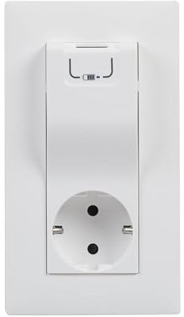 Legrand 398215 Steckdose 2P+T 16 A und USB-Ladegerät Typ A, 1 A, 5 W, kompostierbar für die Unterputzinstallation, Serie Niloé Step, Weiß