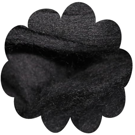 Deutsche Merinowolle Filzwolle 25g Merino, nassfilzen, nadelfilzen, Märchenwolle, Spinnwolle, Spinnfasern, Wolle zum spinnen, filzen, basteln (schwarz)