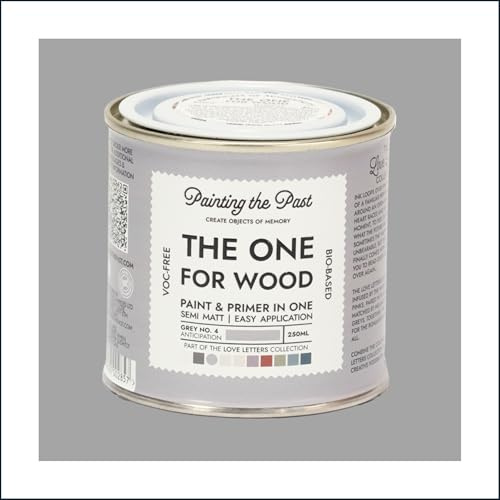 The One for Wood Paint & Primer 250ml Grey No. 4 Anticipation | Semi Matt Finish, Bio-Based & VOC-Free Formula for Wooden Furniture & Surfaces | Durable & Easy Indoor Home Decorating
