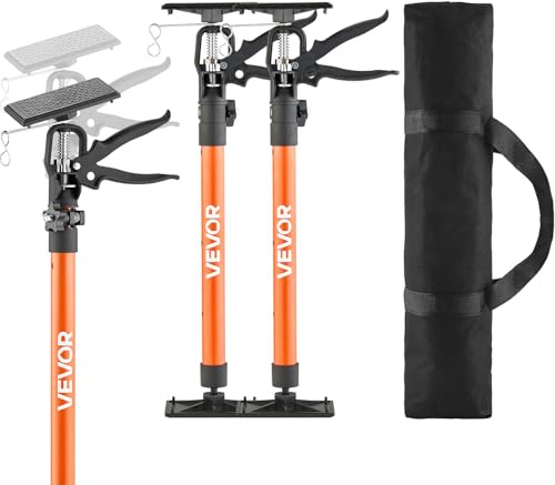VEVOR Cabinet Jack Support Pole, 2-Pack, 54-155 cm Steel Telescopic Quick Support Rod, Adjustable 3rd Hand System up to 70 kg Capacity for Installing Cabinets, Lifting Drywall, Cargo Bars