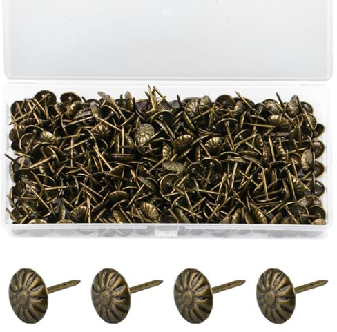 Yibaijia 320 Pcs Upholstery Pins,Furniture Decorative Thumbtacks | Antique Push Studs Pins, Drawing Picture Chairs Carpet Nails Studs Tacks - 11X17 mm/0.43 X 0.67 Ich (Retro Color)