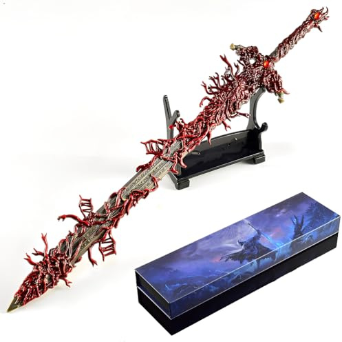 Huadafun Elden Ring Blasphemous Blade Réplica 30 cm Espada de Metal con Soporte, Coleccionable de Gaming Decoración de Escritorio y Regalo para Fans y Coleccionistas