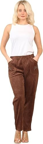 Pretty Attitude High Elastic Waist Corduroy Trousers Women’s – Straight Leg Cord Velvet Pants, Pull On Women’s Corduroy Pants