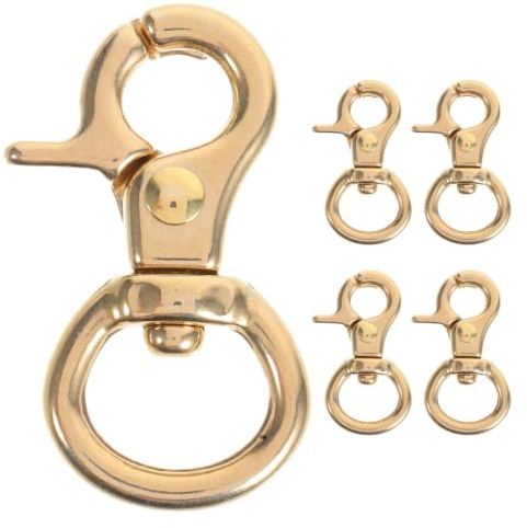 DOITOOL 5Er Pack Drehbarer Karabinerverschluss Aus Reinem Messing 360° Karabinerhaken Mit Federmechanismus Für Schlüsselanhänger Diy Geldbörsen Taschen Schlüsselbänder Schmuckherstellung