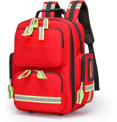 Medizinischer Notfall-Rucksack Leer Notfall Kits -Wasserdicht Verschleißfest Verstellbarer Riemen Atmungsaktiv Rücken Erste Hilfe Tasche für Reisen Haus,Auto,Arbeitsplatz & Outdoor(Red)