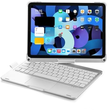 kuaijiexiaopu 360° Rotating Touch Keyboard Tablet Protective Case Suitable for iPad 11th Gen(air16)/10th Generation-10.9 Inch Universal(Silver)
