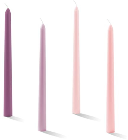 Vfrdsa Candele coniche rosa (25,4 cm) – Candele da cena sfumate rosa e viola, non profumate, senza fumo, antigoccia (8 ore di combustione), ideali per San Valentino, decorazioni per la casa, matrimoni