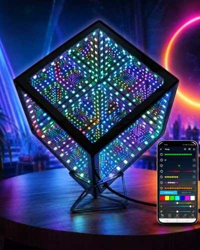 Tinyimi Infinity Hyper Cube LED-Licht, mehrfarbig, Schreibtisch-Nachtlicht mit USB-Controller und Ständer (15,2 cm)