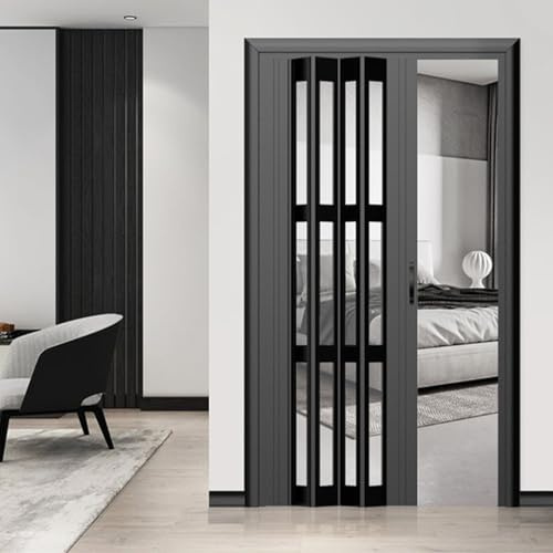 Hggdsac falttür, falttüren nach maß, Ziehharmonikatür, Modell extra Standard, Faltbare Trennwand In Sondergröße, Doppelwandprofil, Einfache Installation, für Schutz der Privatsphäre（W×H:85×195cm）