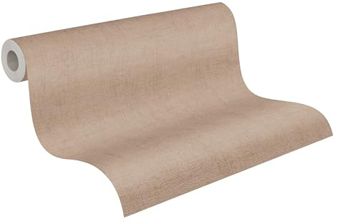 A.S. Création Vliestapete 791652 - Tapete einfarbig mit Textiloptik mit Textiloptik in Braun, Beige - 10,05 m x 0,53 m