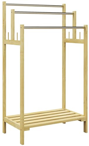 HOMCOM Toallero de Pie de Bambú Estante Abierto 50,5x31x90 cm Natural
