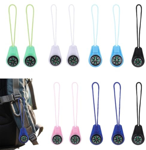 ZIOYANE Confezione da 12 bussole portatili, mini bussole per attività all'aperto | Assortimento multicolore, navigazione esterna, cordino incluso, compatto e portatile, età 3+