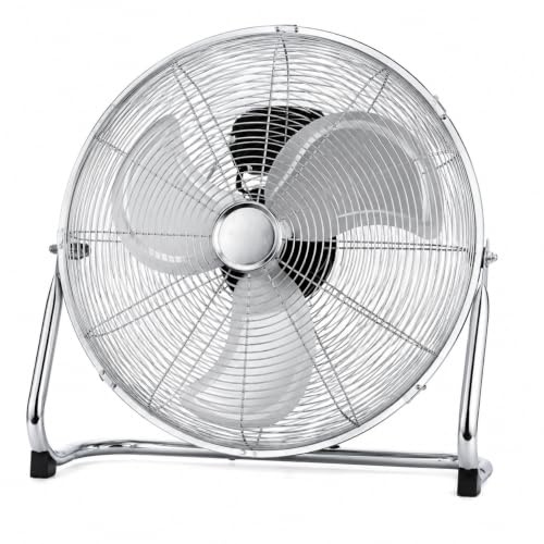 JYC CREATIVE Ventilador personal de metal ventilador de mesa de alta velocidad con 3 aspas de aluminio, 3 velocidades, rejilla de seguridad, inclinación ajustable, (Plata 130W)