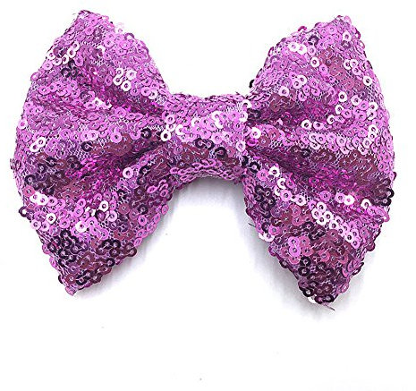 PrettyBoutique 4 Inches Girls Sequin Glitter Sparkle Hair Bow Clip Accessories (Lilac)