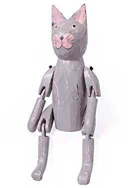 kadoh Kantenhocker Tier (Katze) 22 cm • Deko-Figur aus Holz für Wohnzimmer • Handgemachte Holztiere