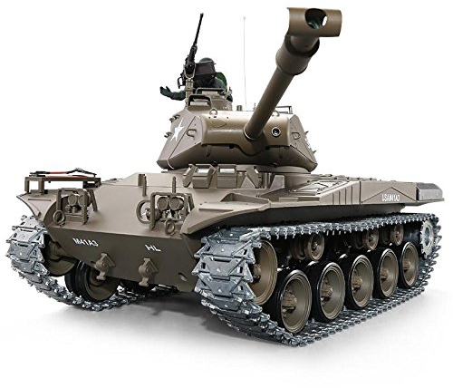 ES-TOYS Panzer Ferngesteuert mit Schussfunktion M41 A3 Walker Bulldog Heng Long 1:16 mit R&S, Metallgetriebe und Metallketten -2,4Ghz V7.0 -PRO