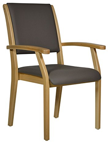 DEVITA - Seniorenstuhl Pflegestuhl Kerry - Verschiedene Sitzhöhen wählbar von 43 cm bis 55 cm (46 cm Sitzhöhe, Holz: Buche hell - Bezug: 618 Kunstleder Taube)