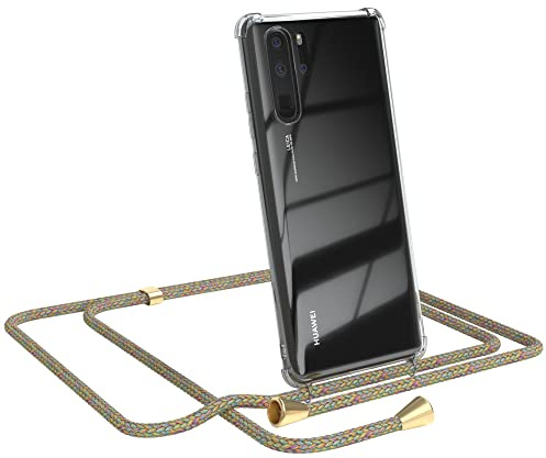 EAZY CASE Handykette kompatibel mit Huawei P30 Pro Handyhülle mit Umhängeband, Handykordel mit Schutzhülle, Silikonhülle, Hülle mit Band, Stylische Kette mit Hülle für Smartphone, Rainbow