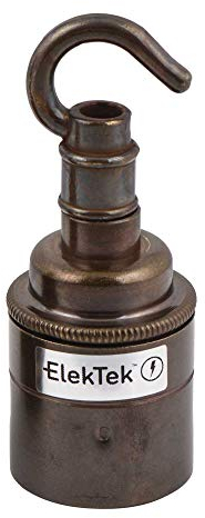 ElekTek ES E27 Edisongewinde Lampenfassung Glattmantel mit zusätzlichem Haken Ideal für Vintage-Filament-Lampen Messing Antik