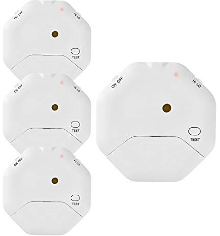 Ex-Pro [4 PACK] Ultra Thin Glass Break Vibration Shock Sensor Detector with 85dB Alarm for Window Door Home Security - White
