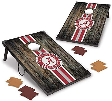 Wild Sports NCAA Alabama Crimson Tide Deluxe Cornhole Set mit Ecken und Schürzen, Team-Farbe