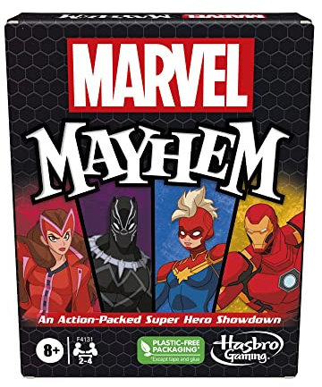 Hasbro Gaming Marvel Mayhem: Kartenspiel für Marvel-Fans ab 8 Jahren - Tragbares Familienspiel mit 4 Spielern - Comics, Klassisch, Unisex, Schwarz