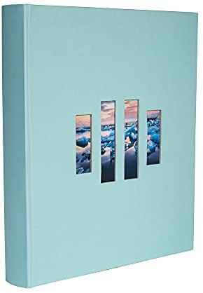 Exacompta 16070E Fotobuch MILANO 300 Fotos 60 schwarze Seiten Format 29 x 32 cm Einband aus grünem Papier mit Textileffekt Fenster zur individuellen Gestaltung FSC® zertifiziert